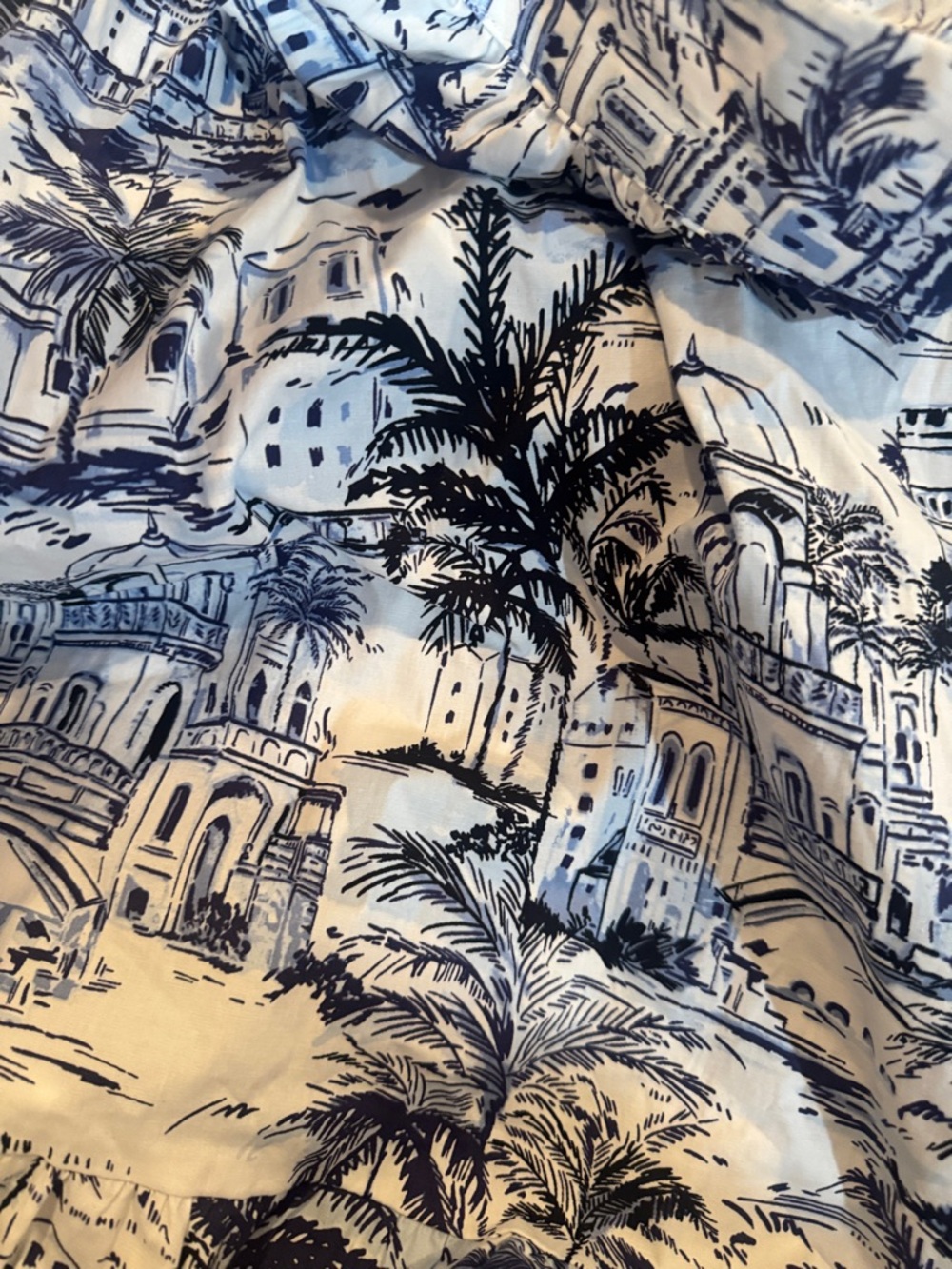 Blue & White Tropical Cityprint Halter Dress - Picture 5 of 7